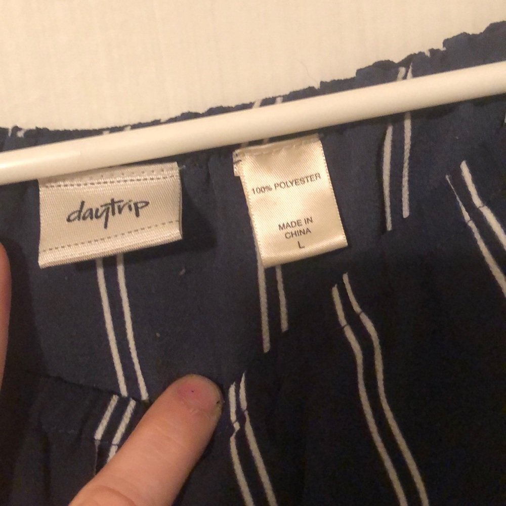 Sleeveless jumpsuit. Navy with white stripes NWOT - Picture 3 of 4